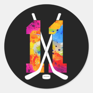 Number 11 Years Ice Hockey 11th Birthday (2) Classic Round Sticker