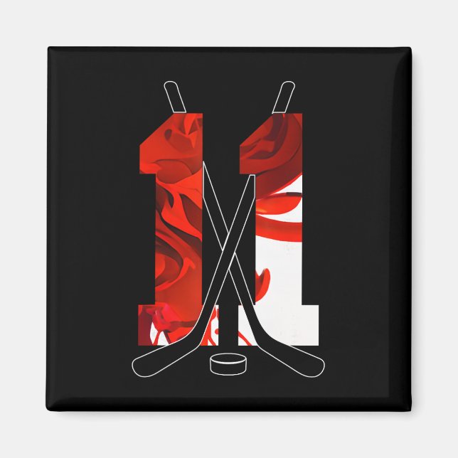 Number 11 Years Ice Hockey 11th Birthday _3  Magnet (Front)