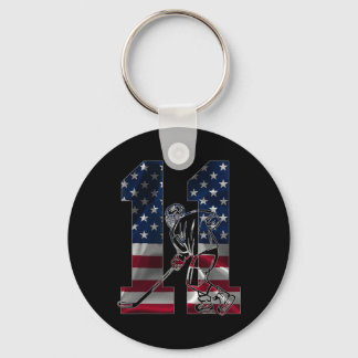 Number 11 Years Ice Hockey 11th Birthday Key Ring