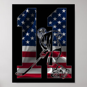 Number 11 Years Ice Hockey 11th Birthday Poster