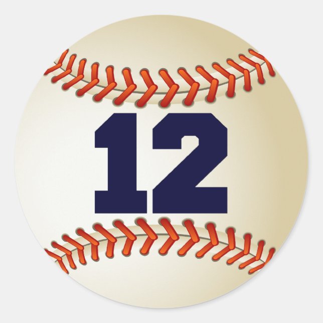Number 12 Baseball Classic Round Sticker (Front)