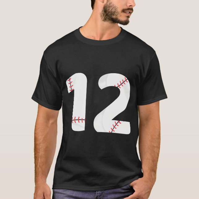 Number 12 Baseball Team Shirt - 12 Pitcher Batter (Front)
