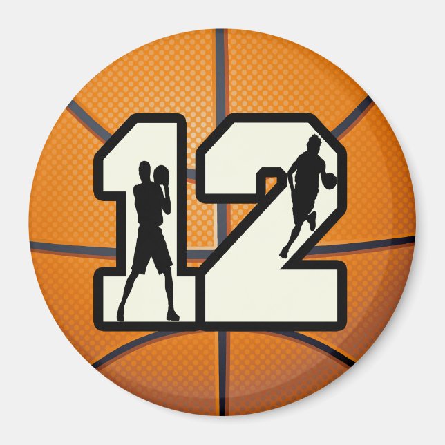 Number 12 Basketball and Players Magnet (Front)