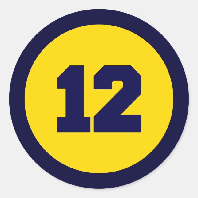 Number 12 Circle Classic Round Sticker (Front)
