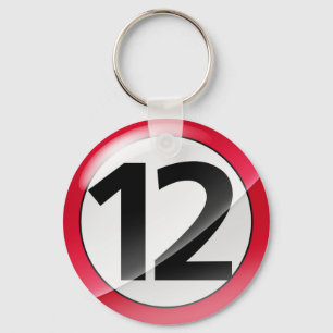 Number 12 red Key Chain