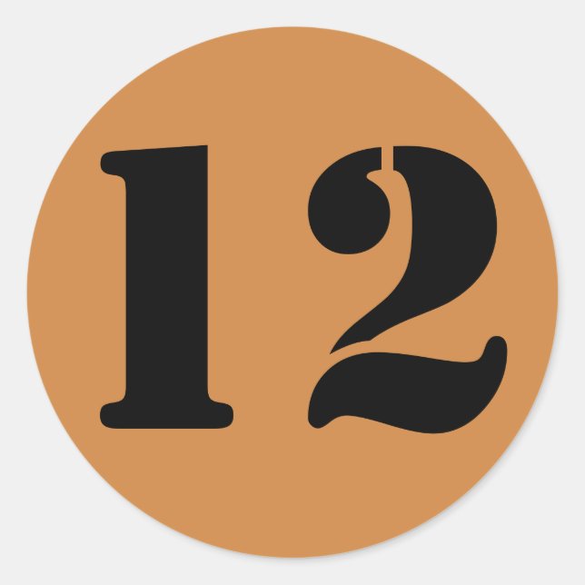 Number 12 Twelve Peru Gold Stencil Numbers by Janz Classic Round Sticker (Front)