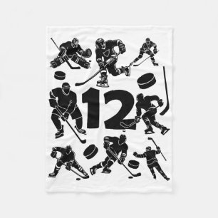 Number 12 Years Ice Hockey 12th Birthday (1) Fleece Blanket