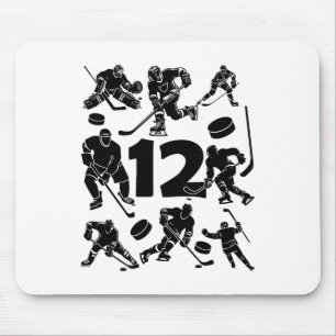 Number 12 Years Ice Hockey 12th Birthday (1)  Mouse Pad
