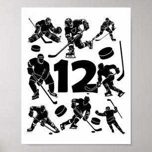 Number 12 Years Ice Hockey 12th Birthday (1)  Poster