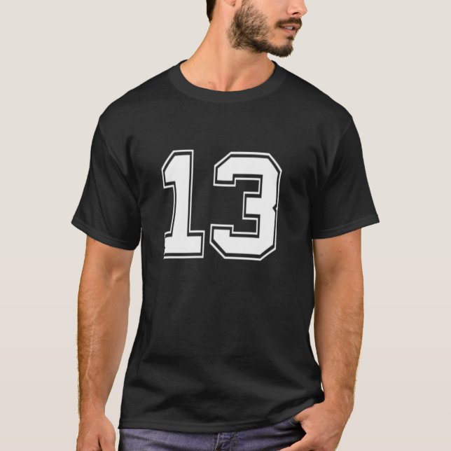 Number 13 Baseball Football Soccer Fathers Day Gif T-Shirt (Front)