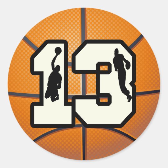 Number 13 Basketball and Players Classic Round Sticker | Zazzle.co.nz