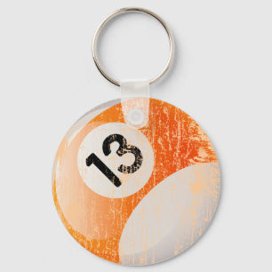 NUMBER 13 BILLIARDS BALL - AGED AND ERODED KEY RING