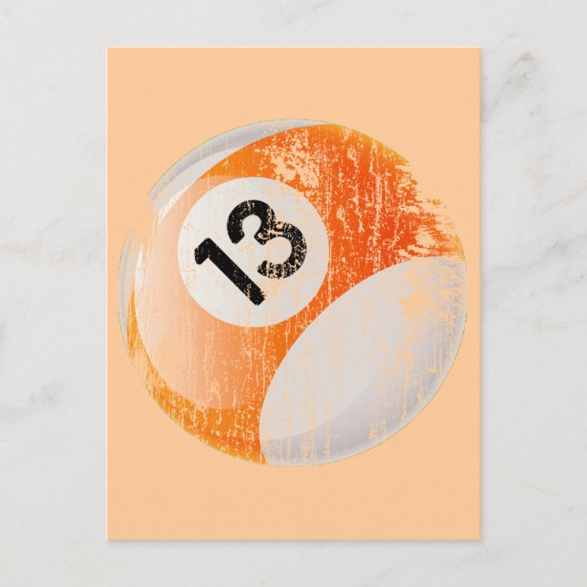 NUMBER 13 BILLIARDS BALL - AGED AND ERODED POSTCARD (Front)