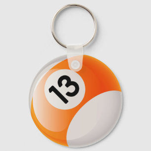 NUMBER 13 BILLIARDS BALL KEY RING