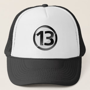 Number 13 black trucker hat