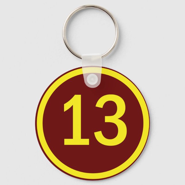 number 13 in a circle key ring (Front)