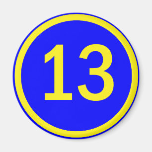 number 13 in a circle magnet