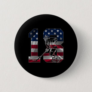 Number 13 Years Ice Hockey 13th Birthday 6 Cm Round Badge