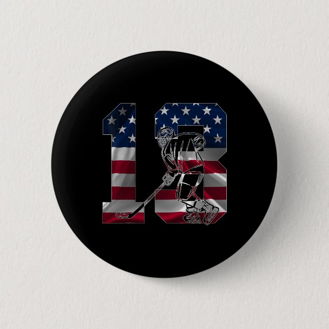 Number 13 Years Ice Hockey 13th Birthday  6 Cm Round Badge (Front)
