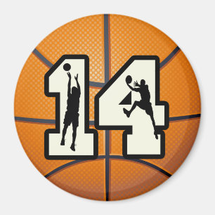 Number 14 Basketball and Players Magnet