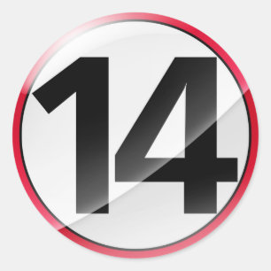 Number 14 red sticker