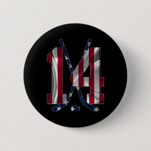 Number 14 Years Ice Hockey 14th Birthday  6 Cm Round Badge