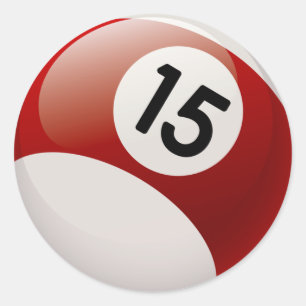 NUMBER 15 BILLARDS BALL CLASSIC ROUND STICKER