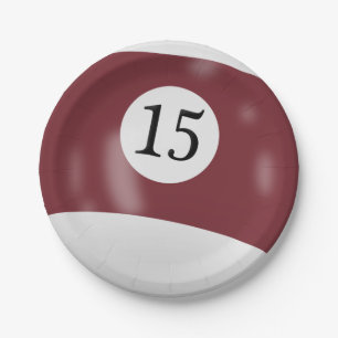 Number 15 billiard ball paper plate