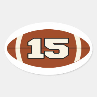 Number 15 Football Sticker. Oval Sticker