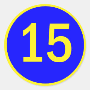 number 15 in a circle classic round sticker