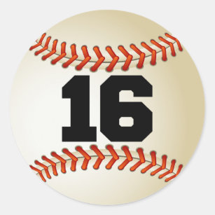 Number 16 Baseball Classic Round Sticker