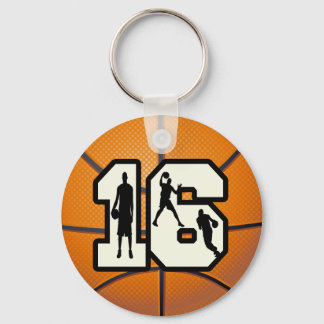 Number 16 Basketball and Players Key Ring
