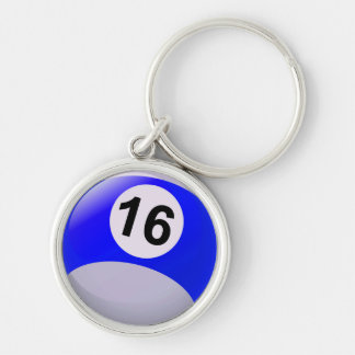 Number 16 Billiards Ball Key Ring