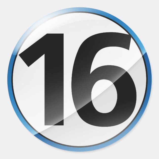 Number 16 blue sticker (Front)