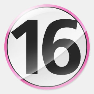 Number 16 pnik sticker