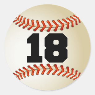 Number 18 Baseball Classic Round Sticker
