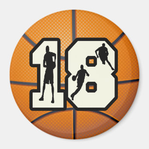 Number 18 Basketball Magnet