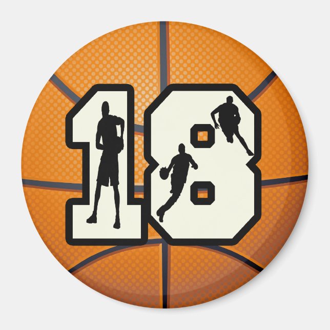 Number 18 Basketball Magnet (Front)