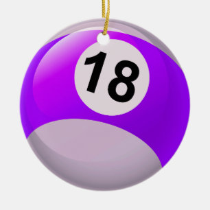 Number 18 Billiards Ball Ceramic Tree Decoration