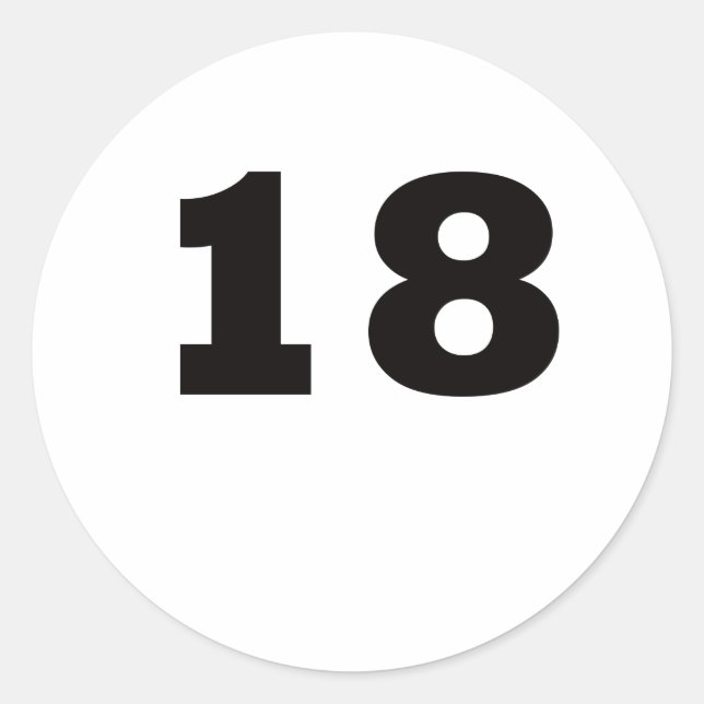 Number 18 classic round sticker (Front)