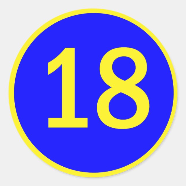 number 18 in a circle classic round sticker (Front)