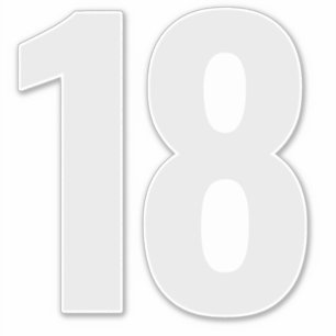 Number 18 Silver Grey and White Sticker