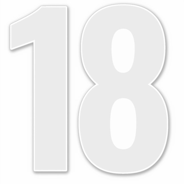 Number 18 Silver Grey and White Sticker (Front)