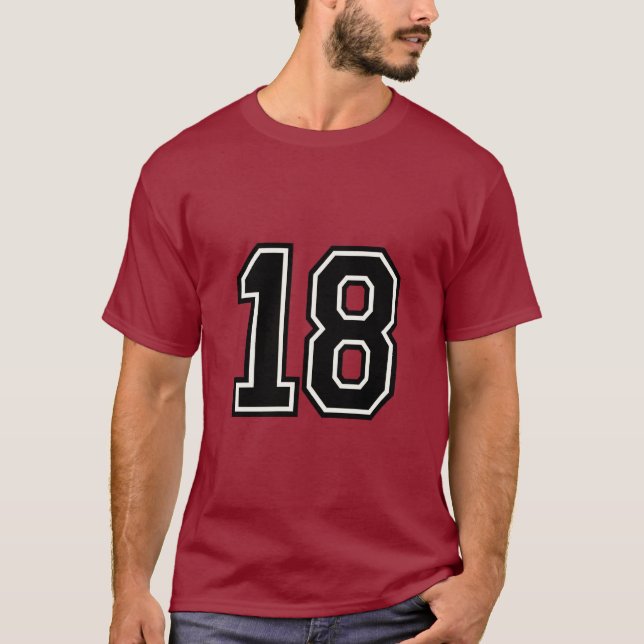 Number 18 Varsity Sports Jersey | 18th Birthday T-Shirt (Front)