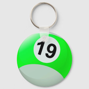 Number 19 Billiards Ball Key Ring