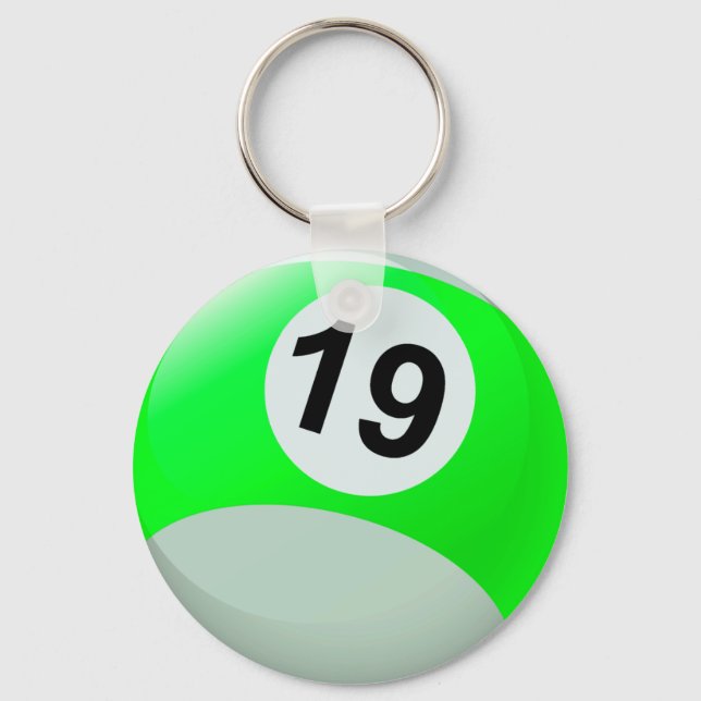 Number 19 Billiards Ball Key Ring (Front)