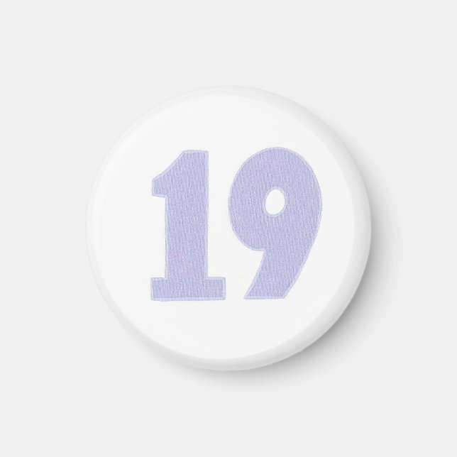 Number 19 in lavender on magnets (Front)