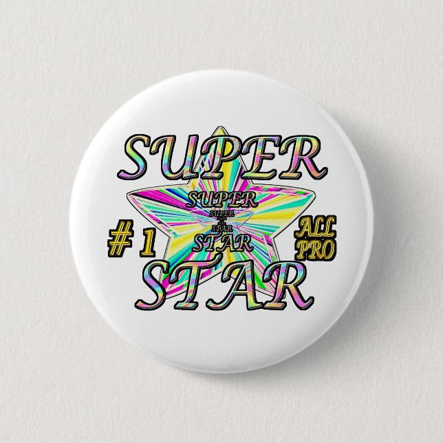 Number 1 All Pro Super Star 6 Cm Round Badge (Front)