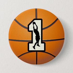 Number 1 Basketball and Player 7.5 Cm Round Badge