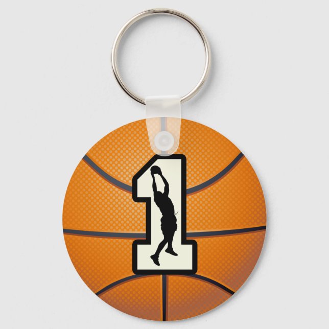 Number 1 Basketball and Player Key Ring (Front)